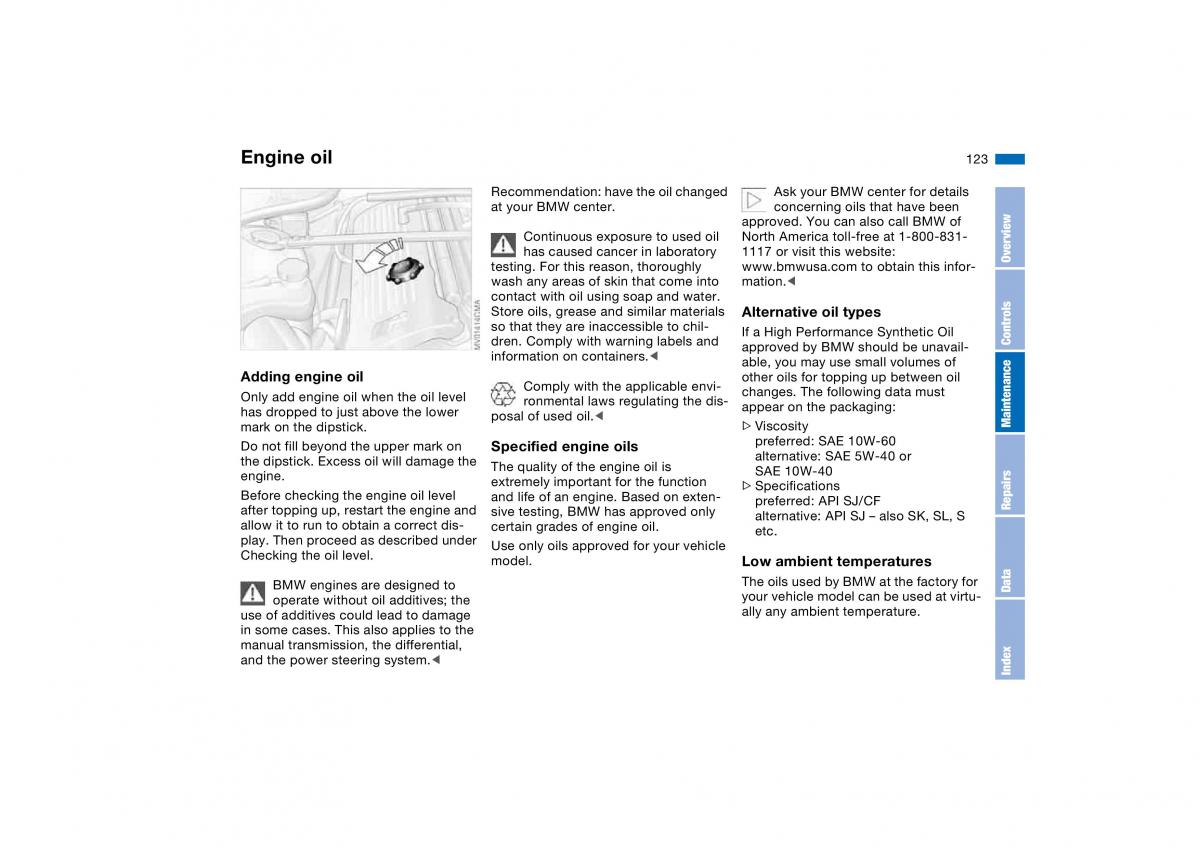 manual BMW M3 E46 BMW M3 E46 owners manual / page 123