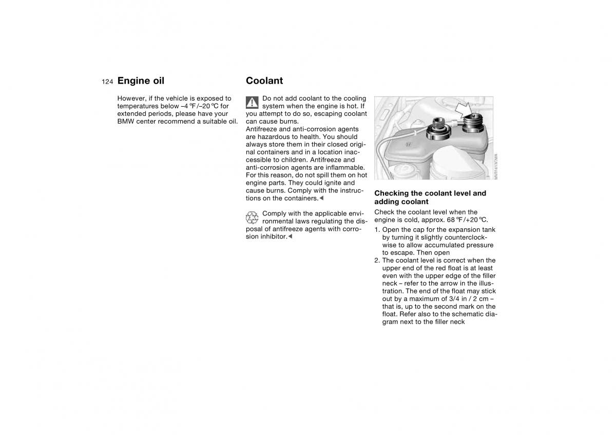 BMW M3 E46 owners manual / page 124