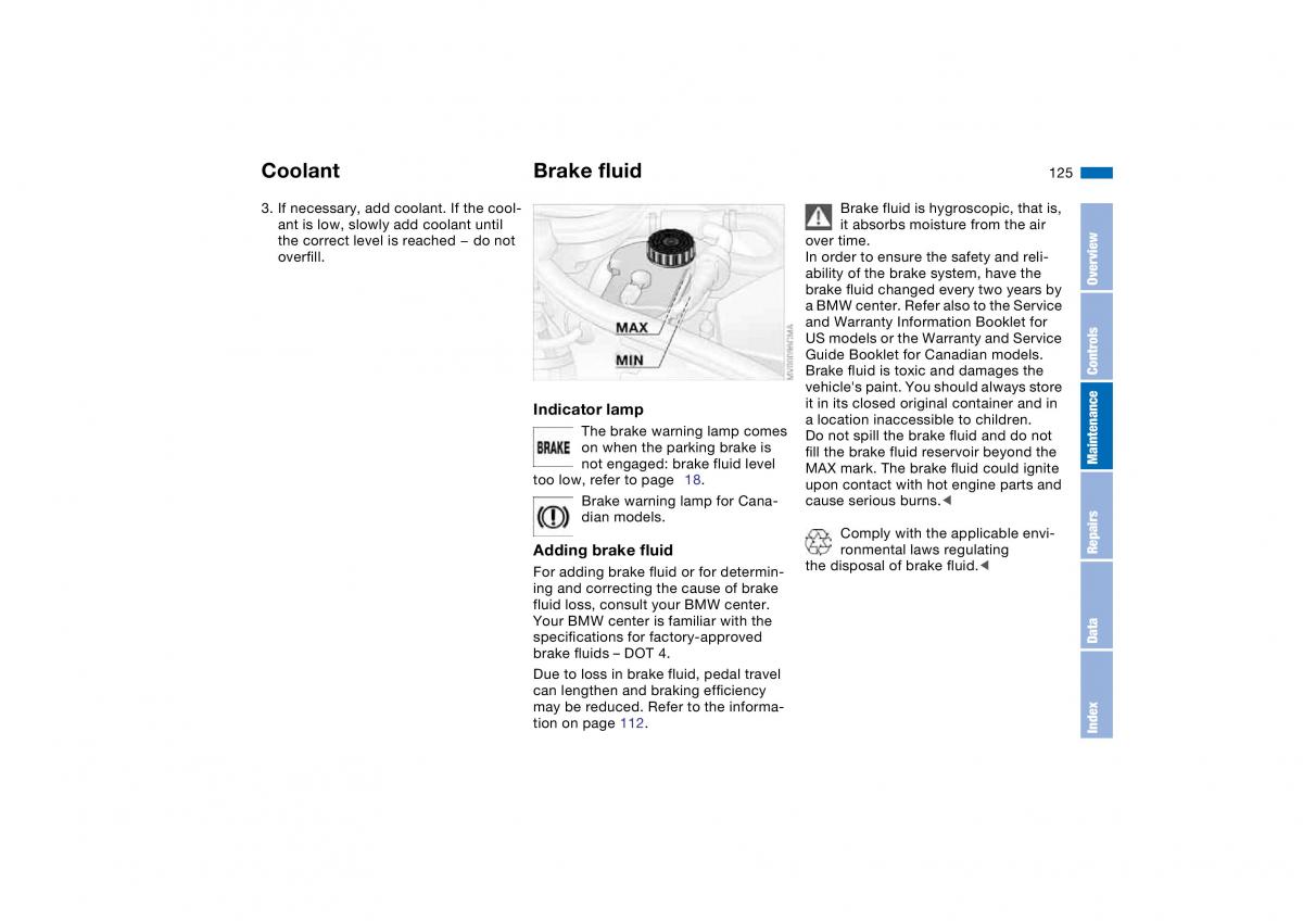 manual BMW M3 E46 BMW M3 E46 owners manual / page 125