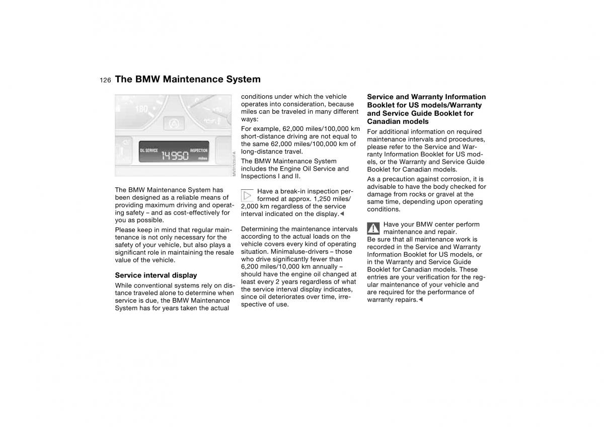 manual BMW M3 E46 BMW M3 E46 owners manual / page 126