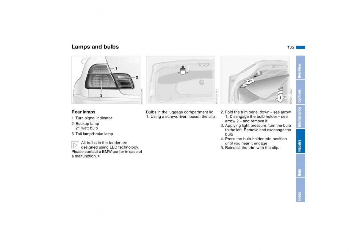 manual BMW M3 E46 BMW M3 E46 owners manual / page 135