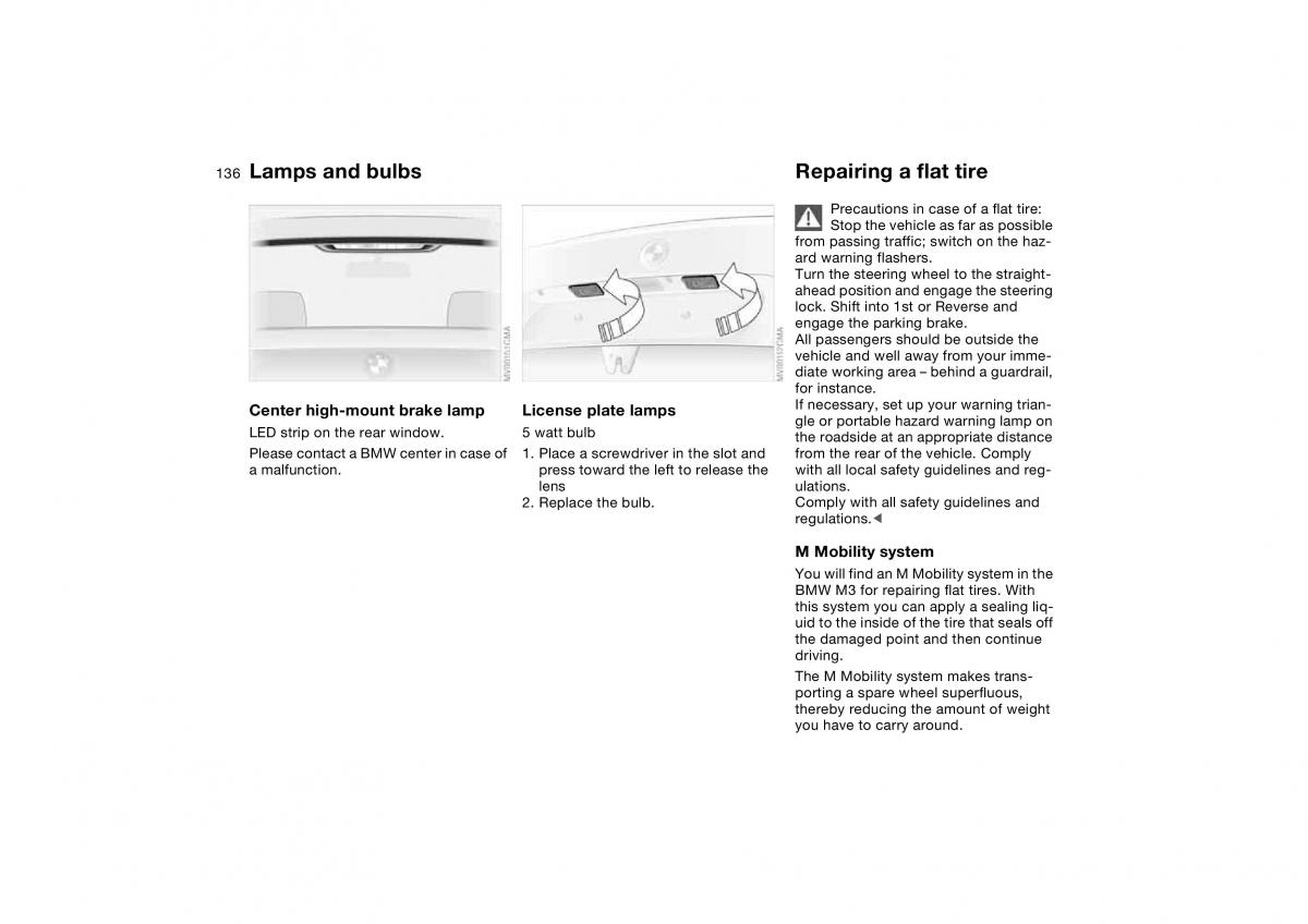 manual BMW M3 E46 BMW M3 E46 owners manual / page 136