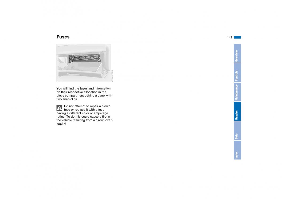 BMW M3 E46 owners manual / page 141