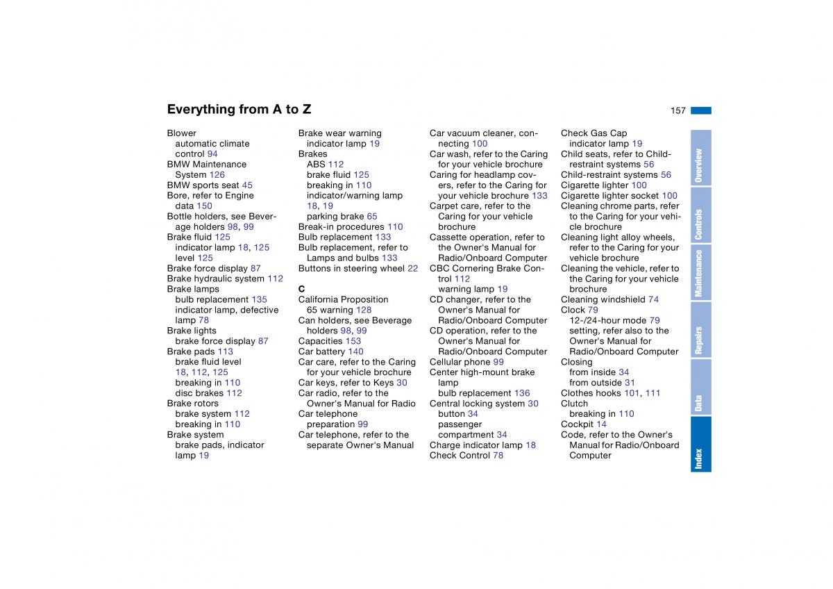 manual BMW M3 E46 BMW M3 E46 owners manual / page 157