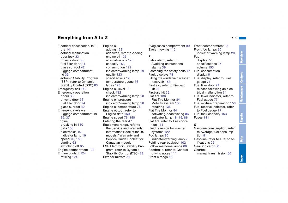 manual BMW M3 E46 BMW M3 E46 owners manual / page 159