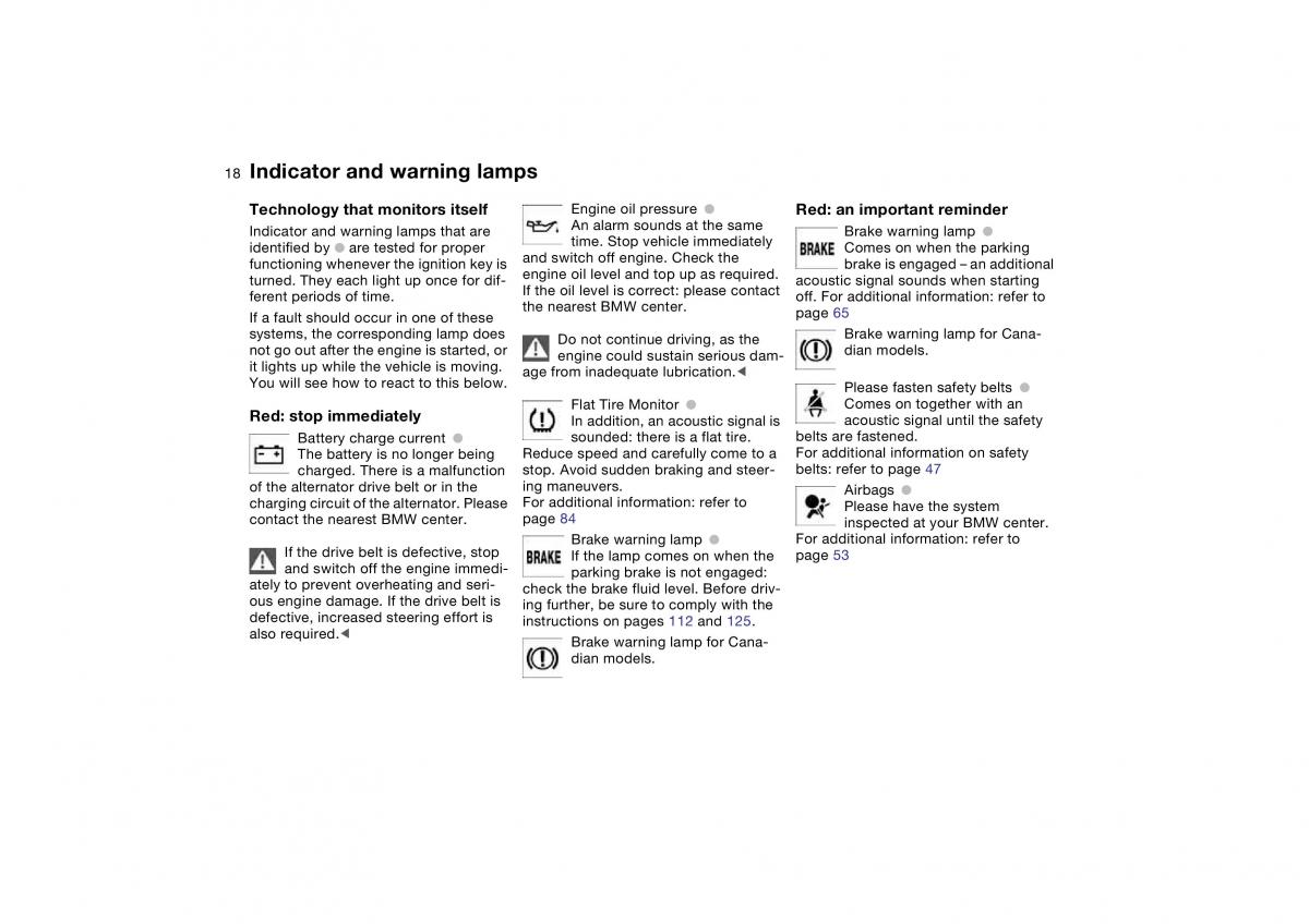 BMW M3 E46 owners manual / page 18