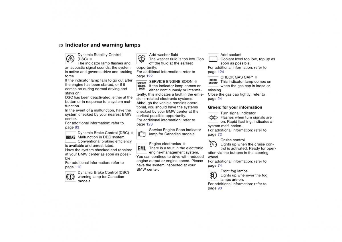 BMW M3 E46 owners manual / page 20