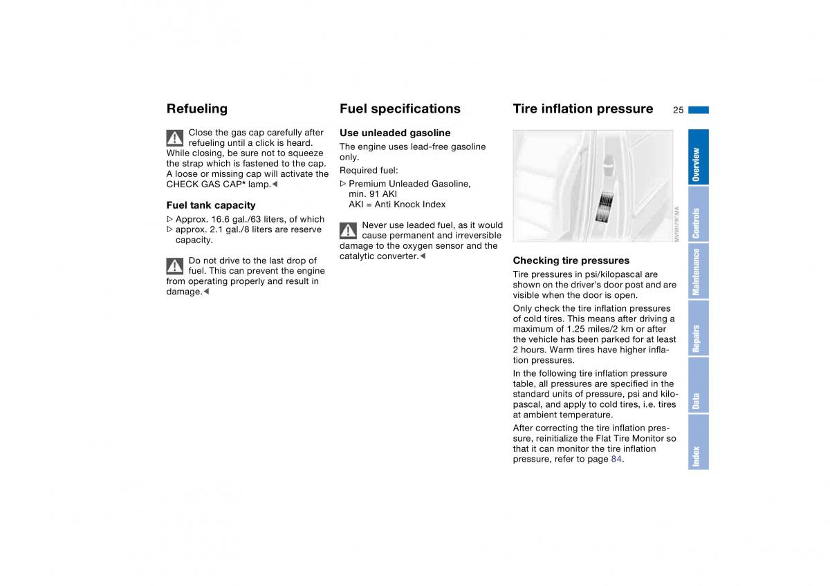 BMW M3 E46 owners manual / page 25