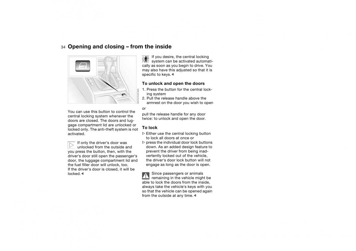 BMW M3 E46 owners manual / page 34