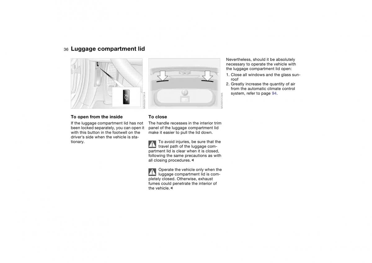 manual BMW M3 E46 BMW M3 E46 owners manual / page 36