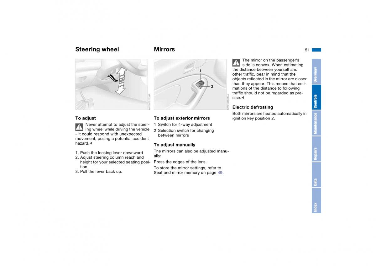 BMW M3 E46 owners manual / page 51