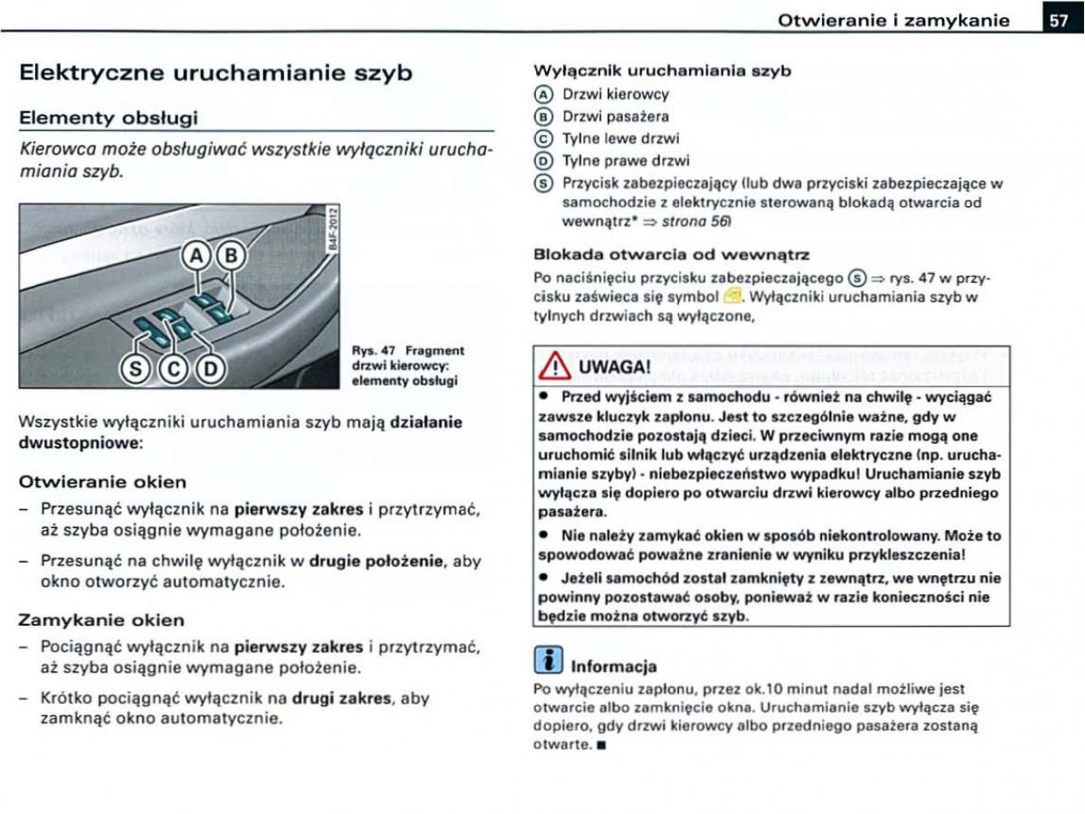 Audi A6 C6 instrukcja obslugi / page 57