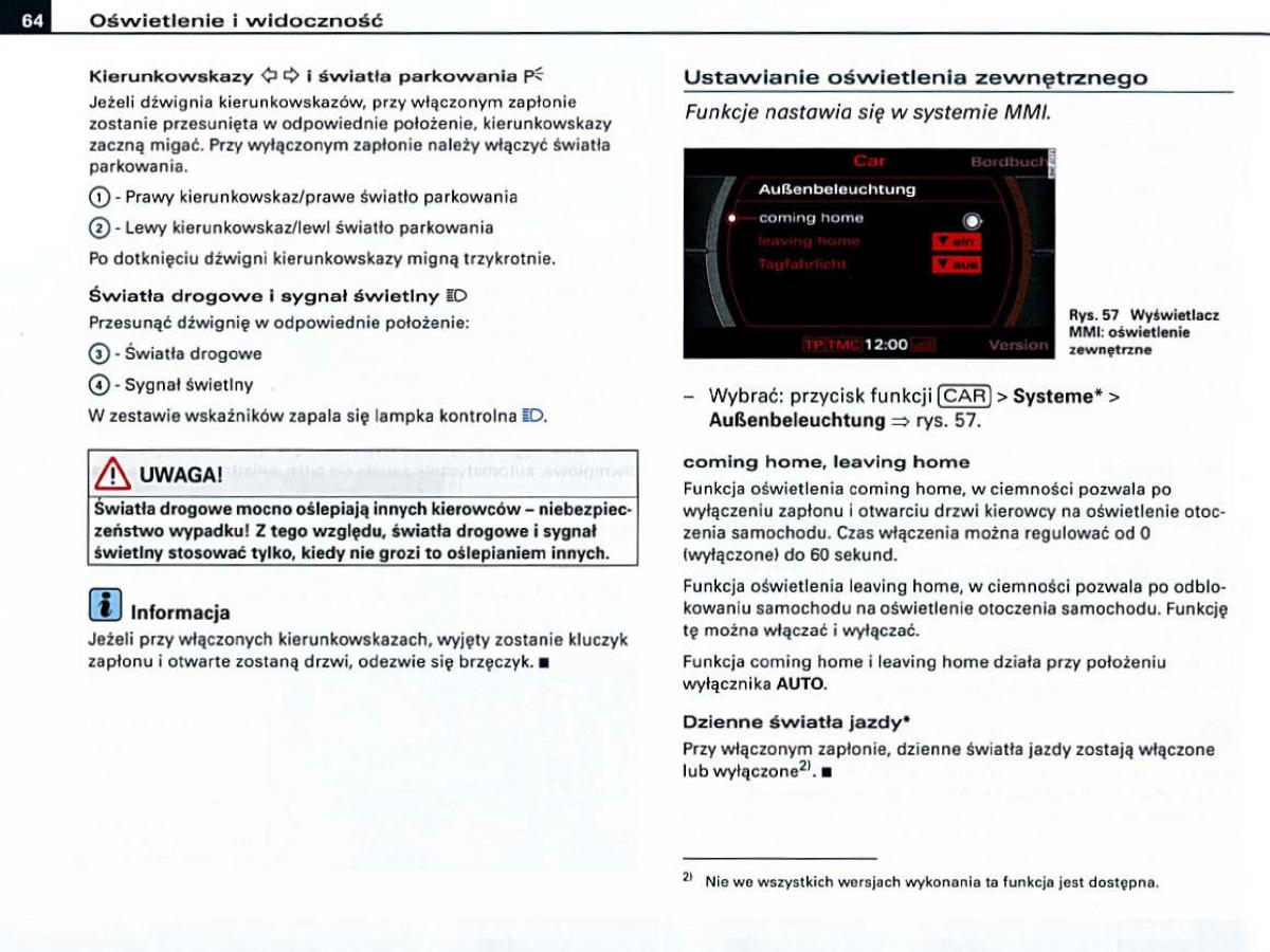 Audi A6 C6 instrukcja obslugi / page 64