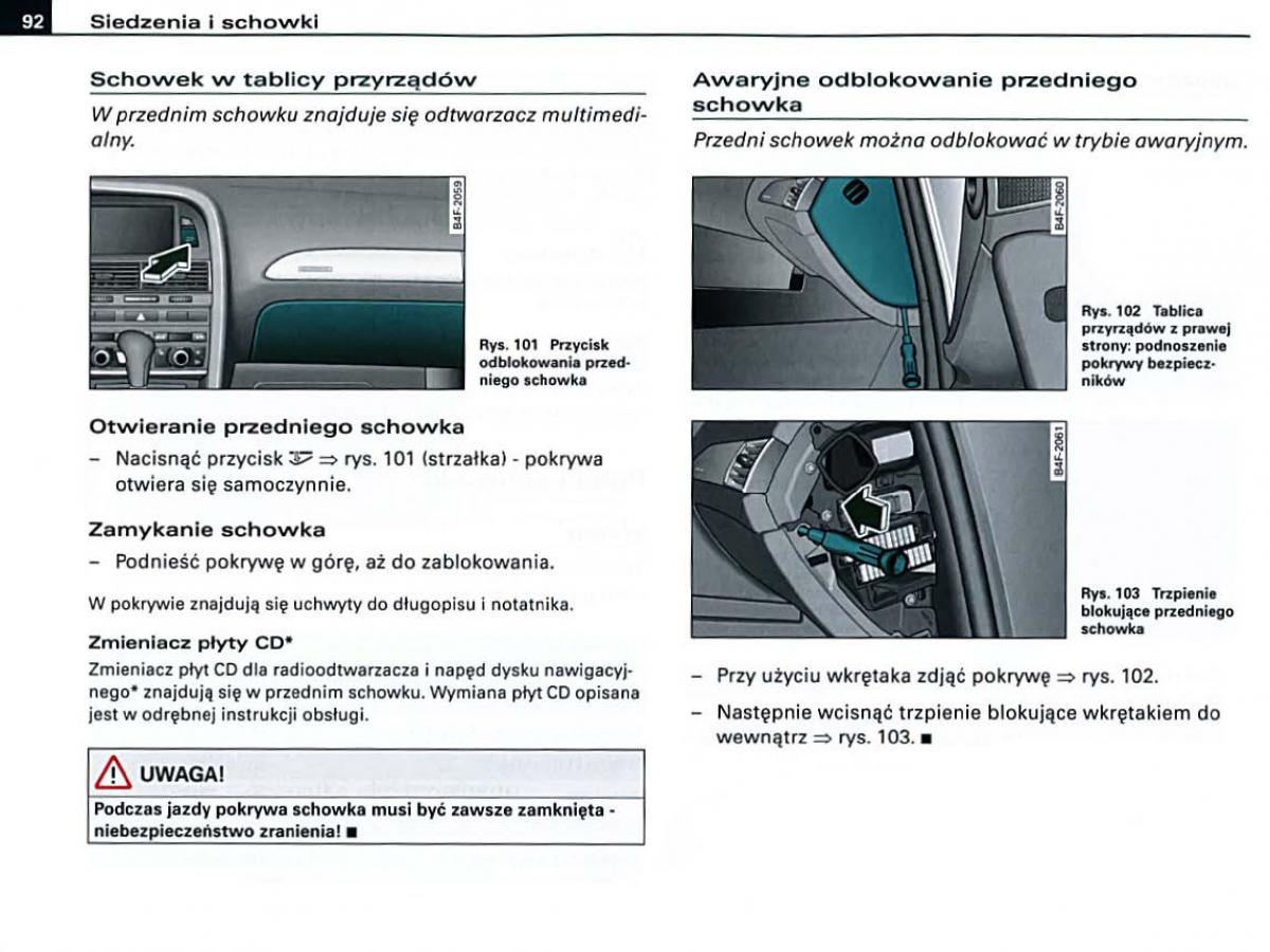 Audi A6 C6 instrukcja obslugi / page 92