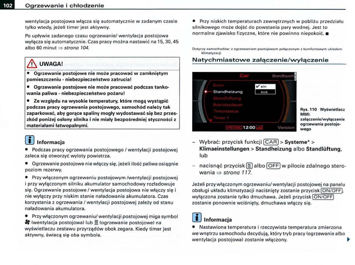 Audi A6 C6 instrukcja obslugi / page 102