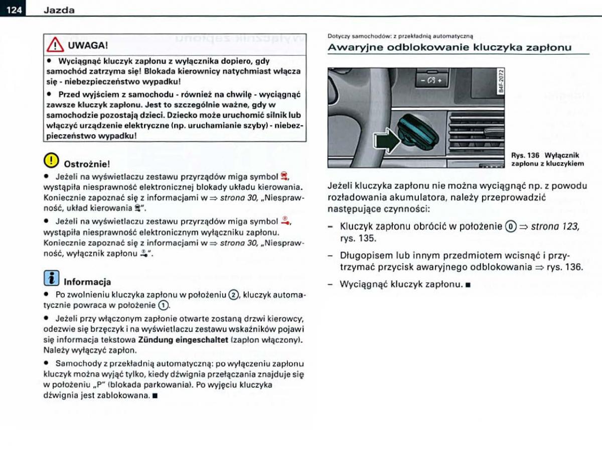 manual Audi A6 Audi A6 C6 instrukcja / page 124