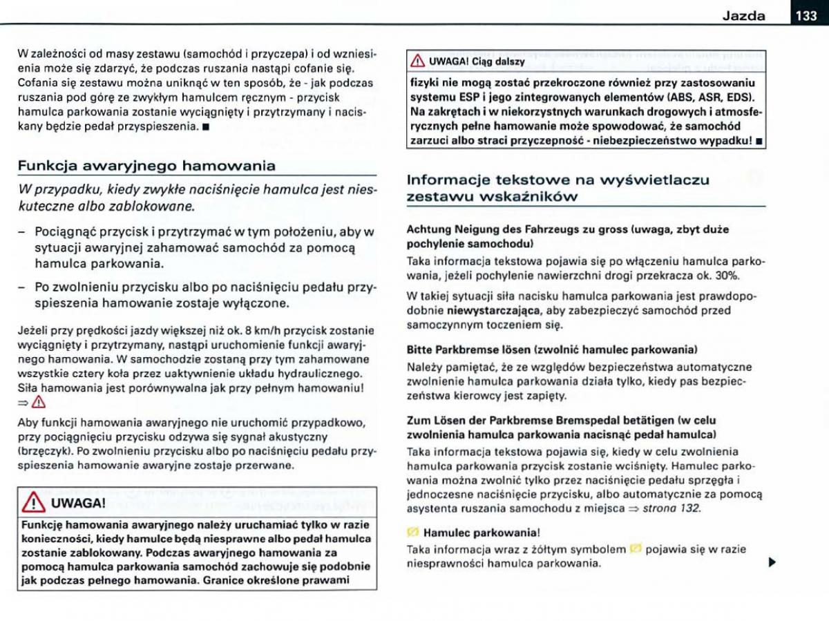 Audi A6 C6 instrukcja obslugi / page 133