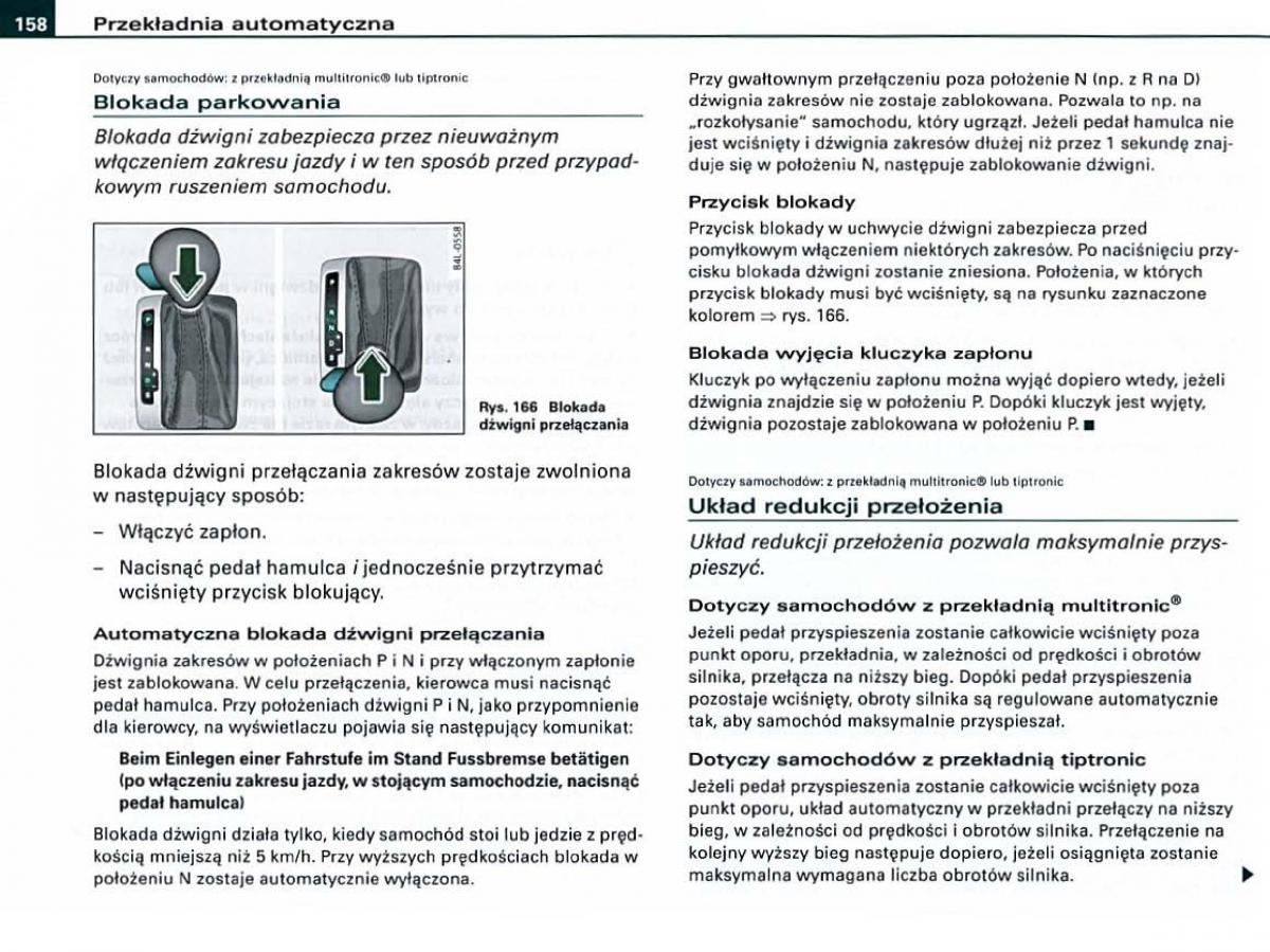 Audi A6 C6 instrukcja obslugi / page 158