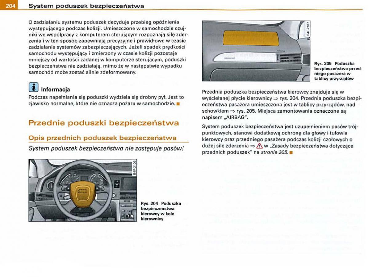 Audi A6 C6 instrukcja obslugi / page 202