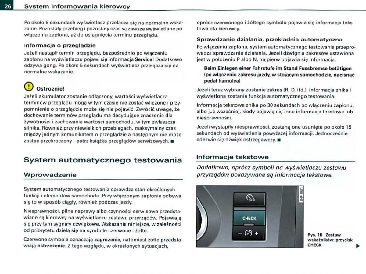 Audi A6 C6 instrukcja obslugi / page 26