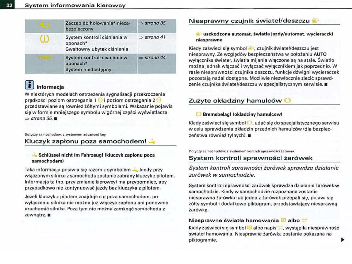 Audi A6 C6 instrukcja obslugi / page 32