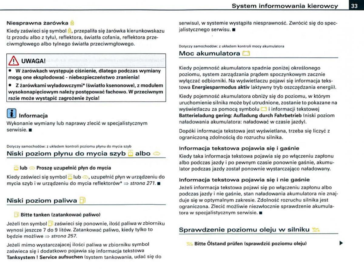 Audi A6 C6 instrukcja obslugi / page 33