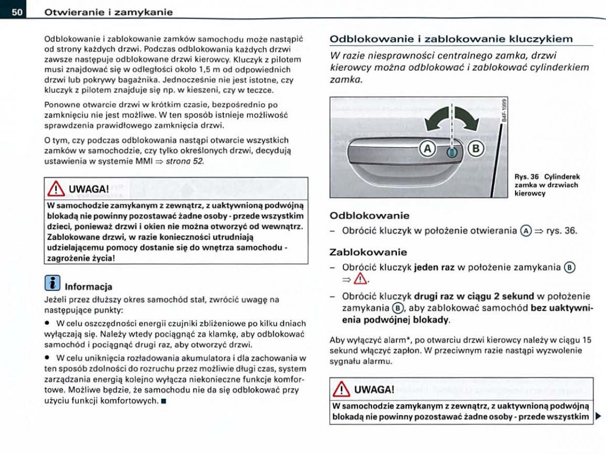 manual Audi A6 Audi A6 C6 instrukcja / page 50