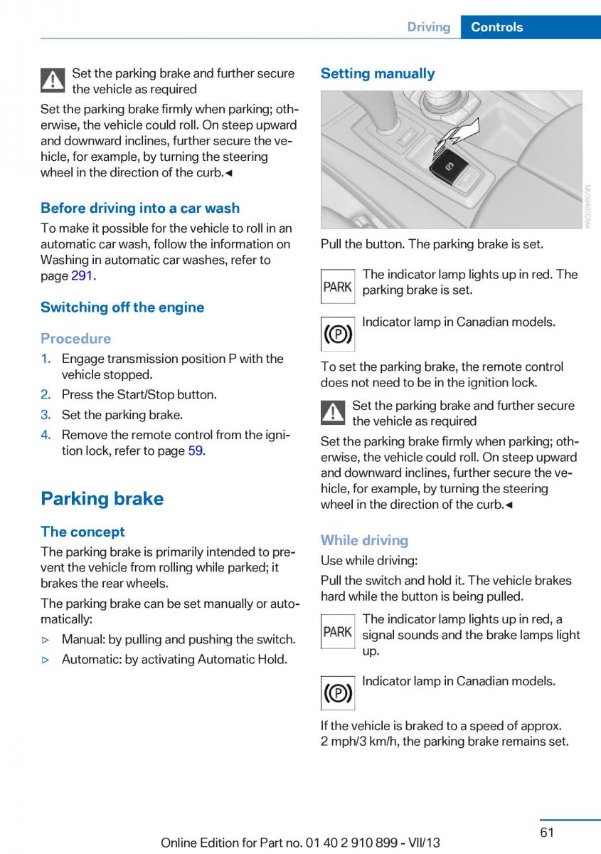 BMW X6 M Power F16 owners manual / page 61