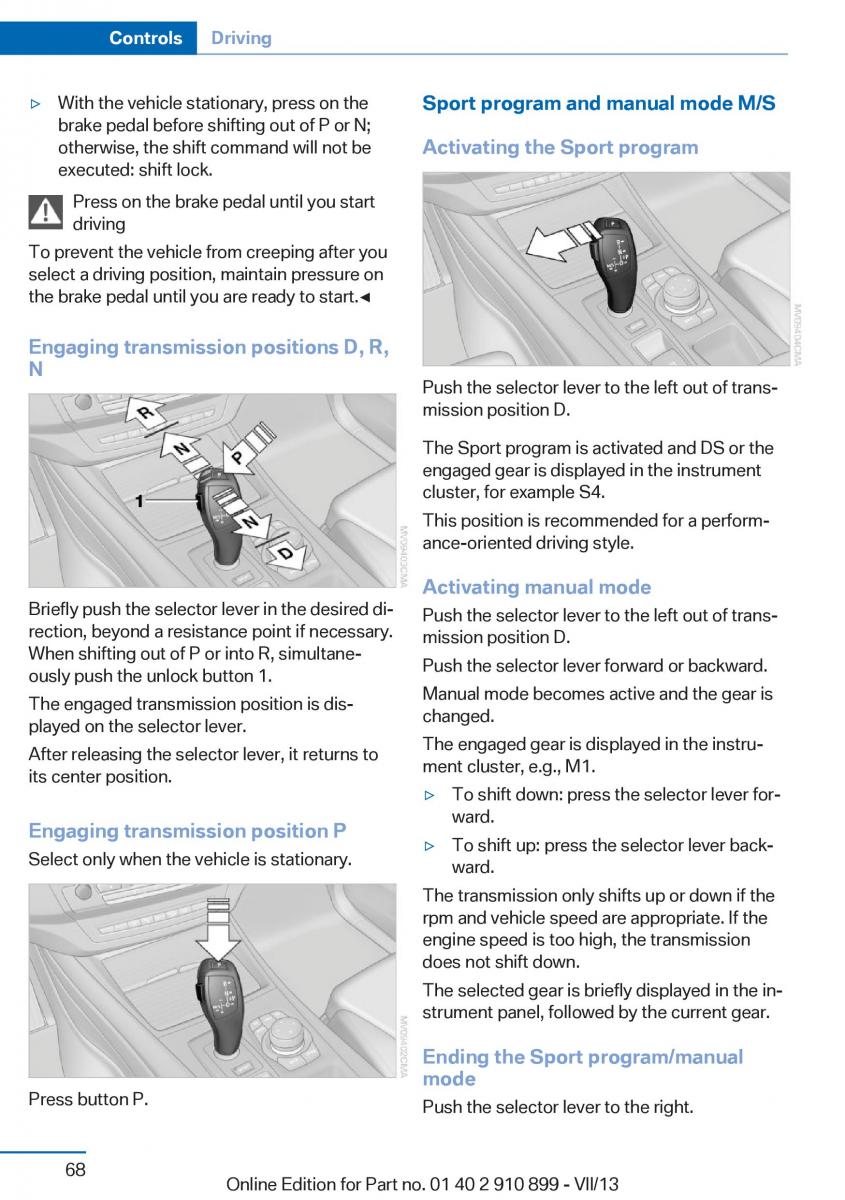 BMW X6 M Power F16 owners manual / page 68