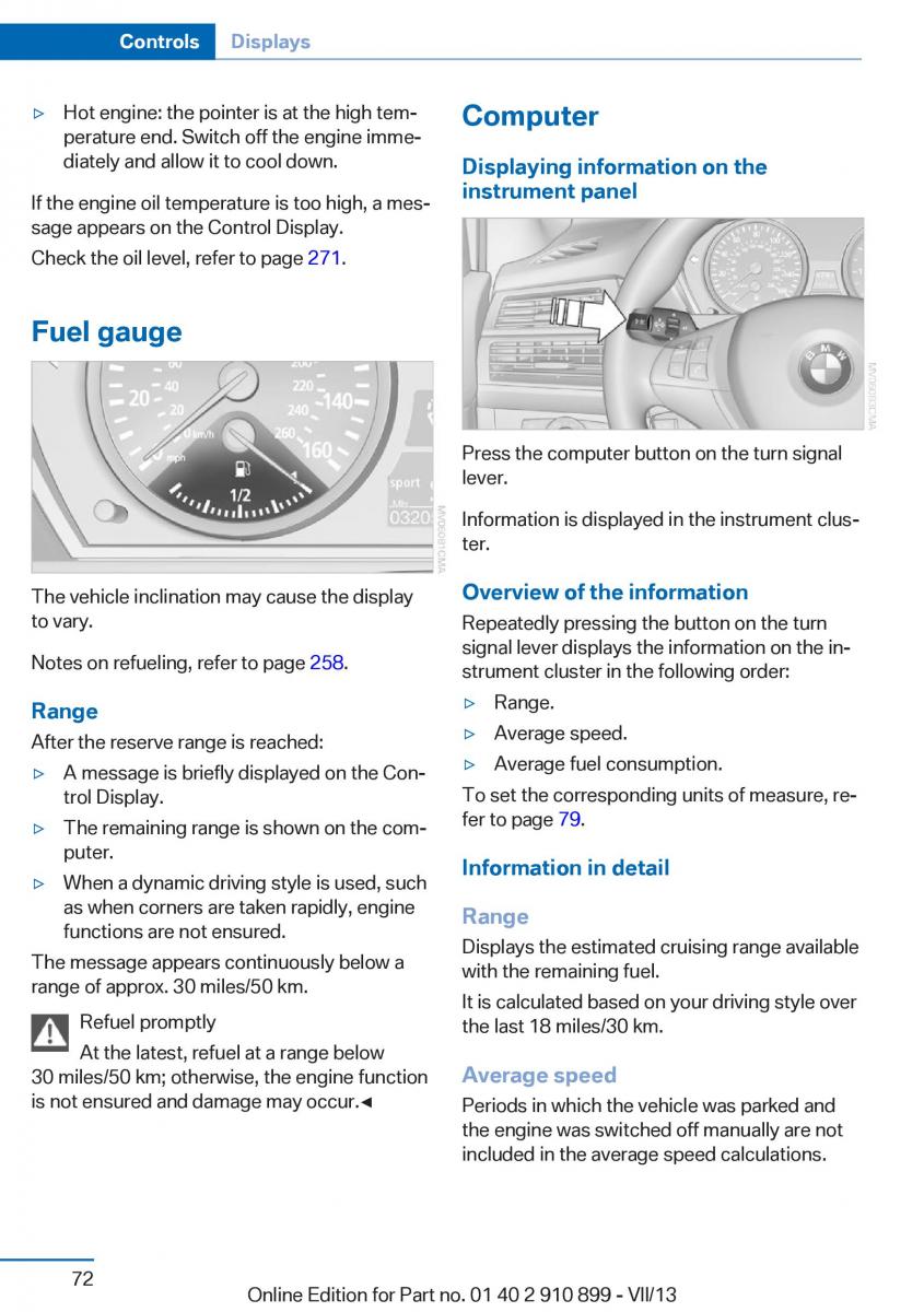 BMW X6 M Power F16 owners manual / page 72