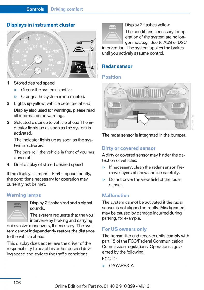 BMW X6 M Power F16 owners manual / page 106