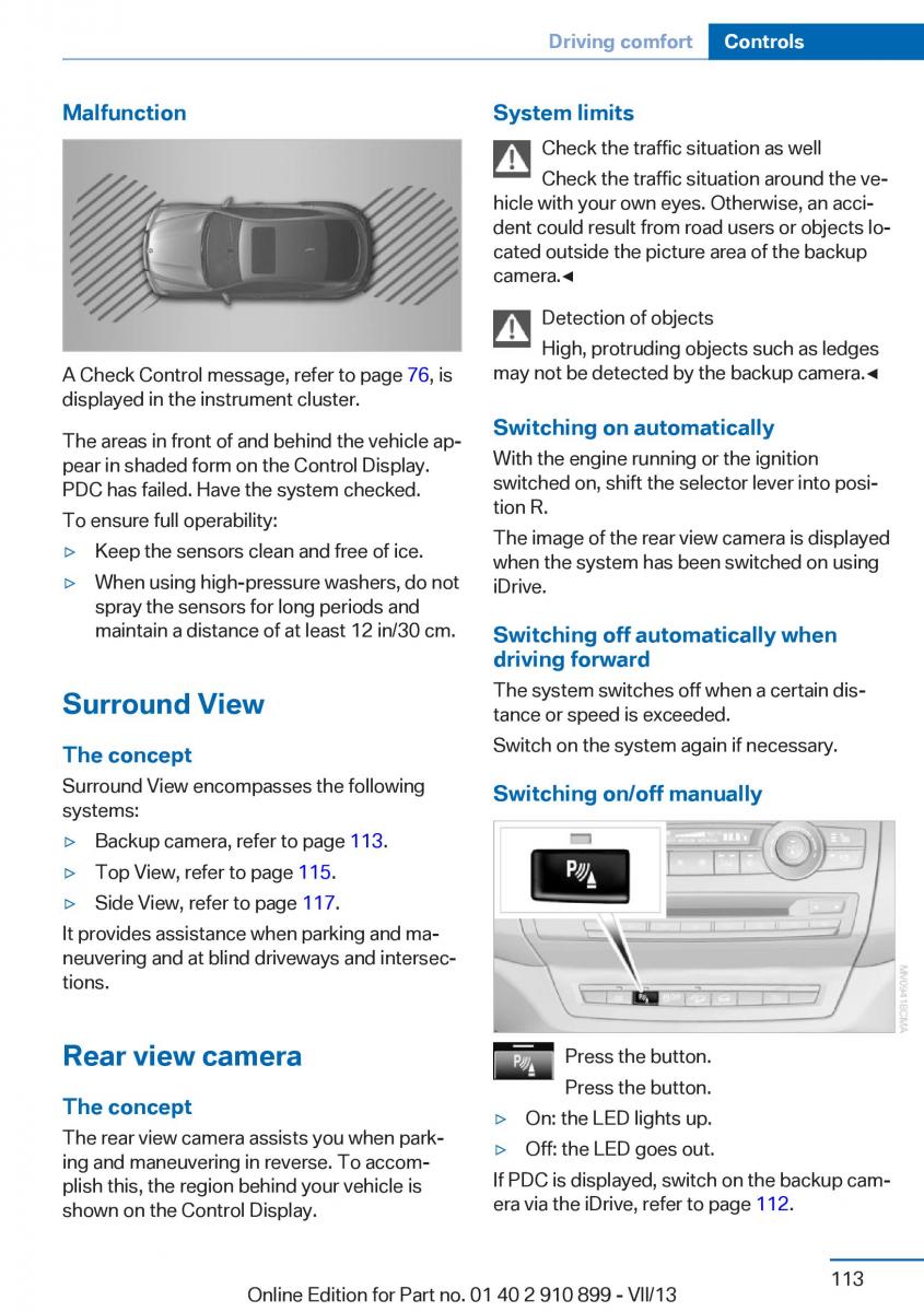 BMW X6 M Power F16 owners manual / page 113