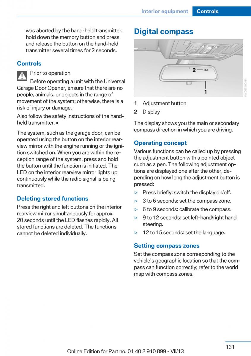 BMW X6 M Power F16 owners manual / page 131