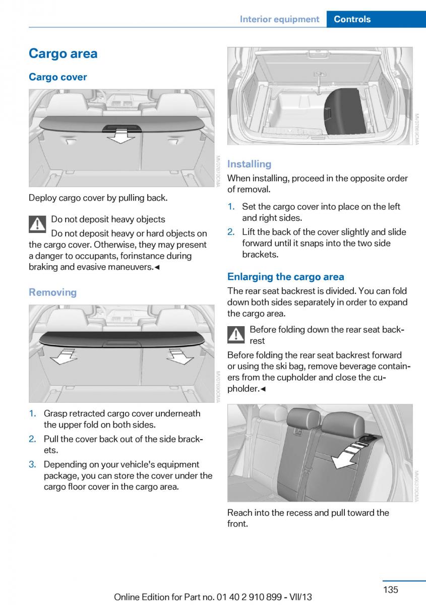 BMW X6 M Power F16 owners manual / page 135