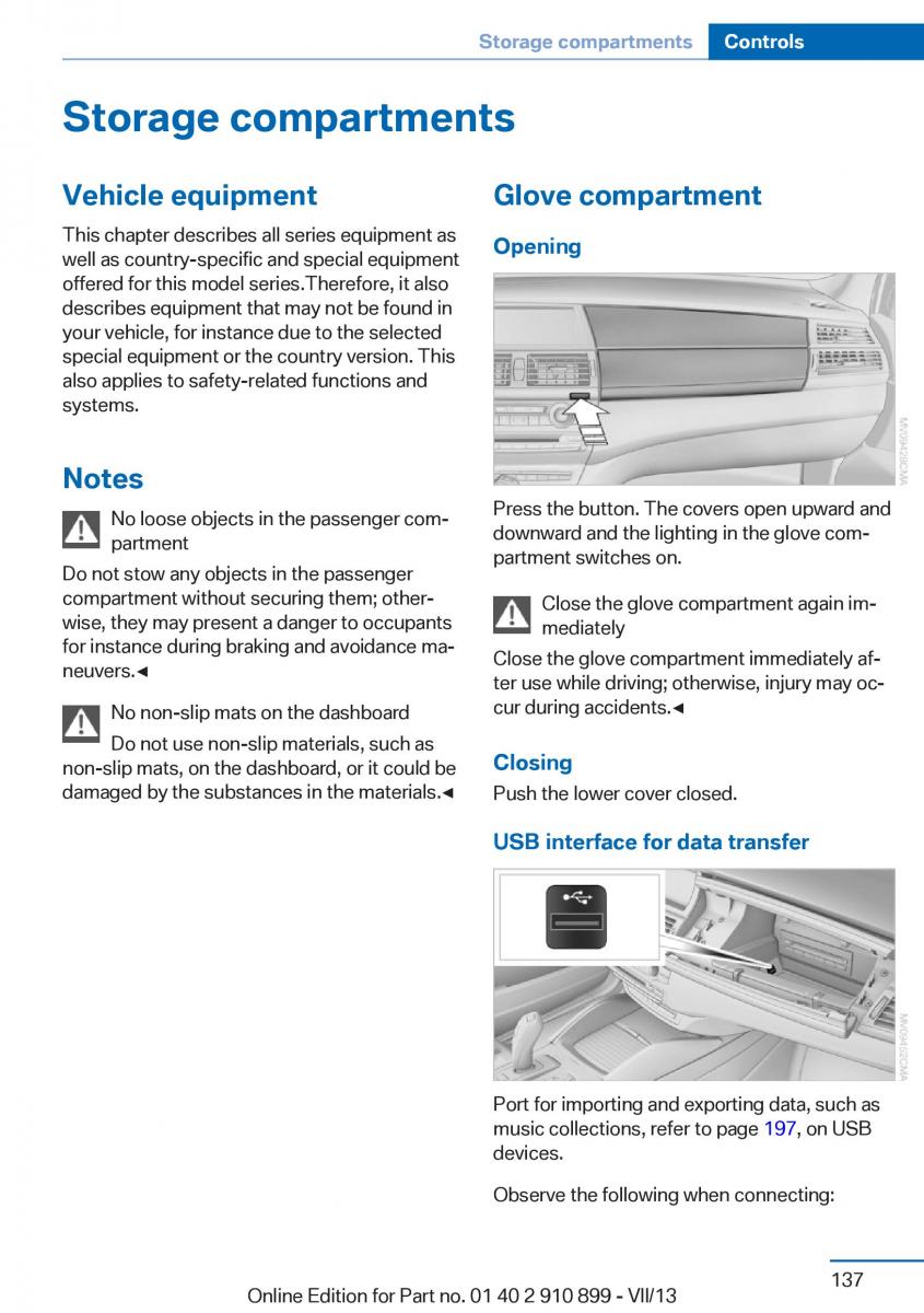 BMW X6 M Power F16 owners manual / page 137