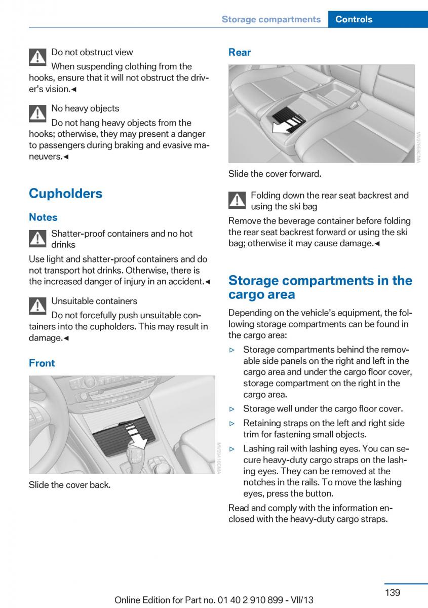 BMW X6 M Power F16 owners manual / page 139