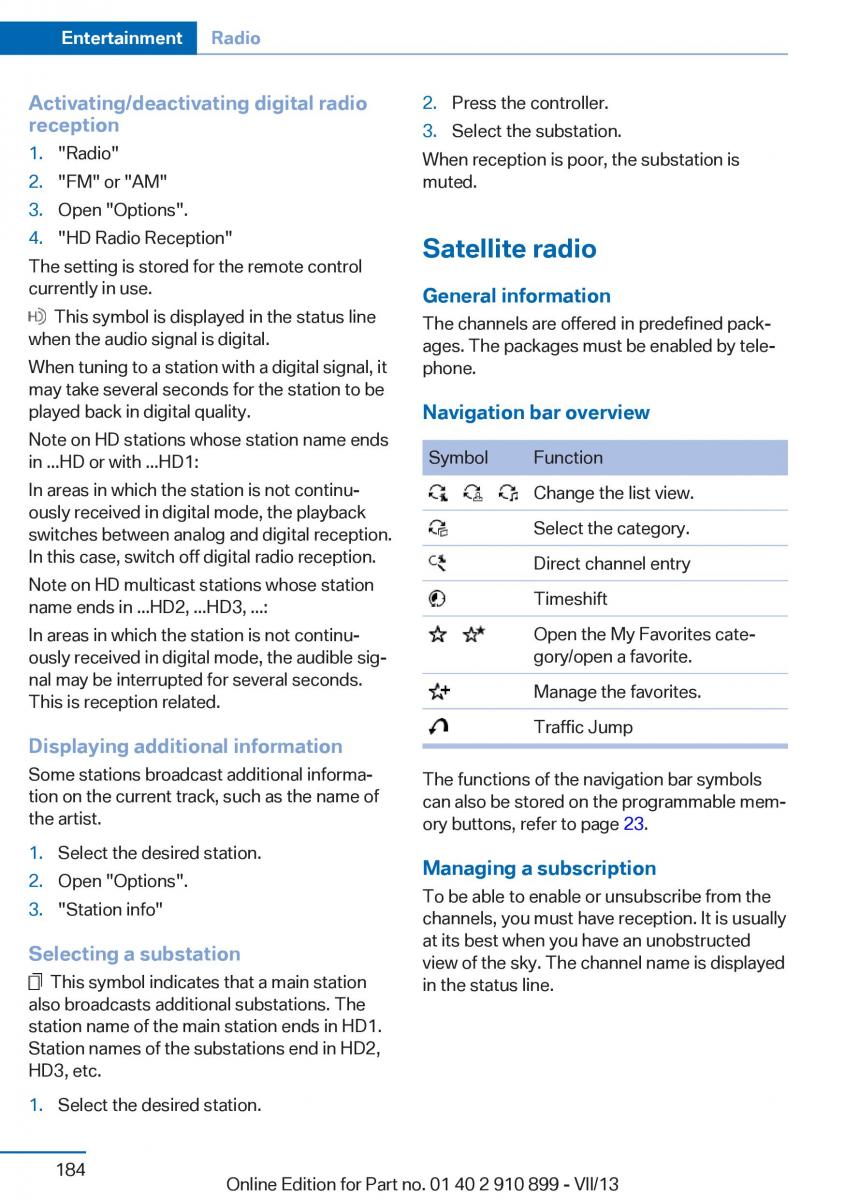 BMW X6 M Power F16 owners manual / page 184