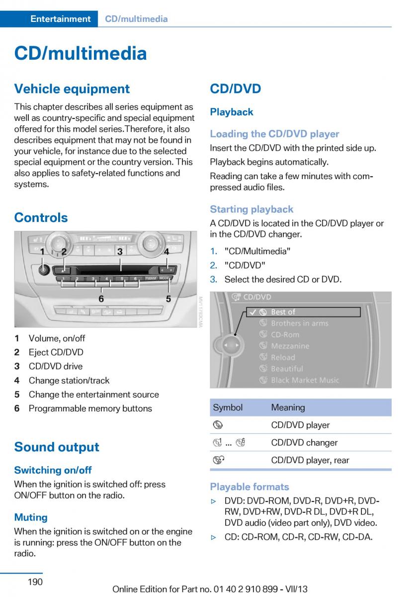 BMW X6 M Power F16 owners manual / page 190