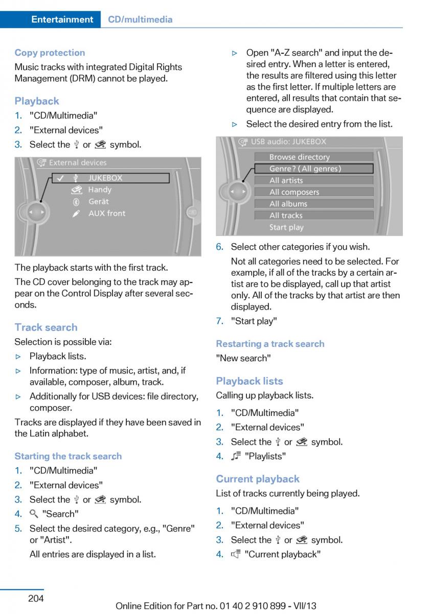 BMW X6 M Power F16 owners manual / page 204