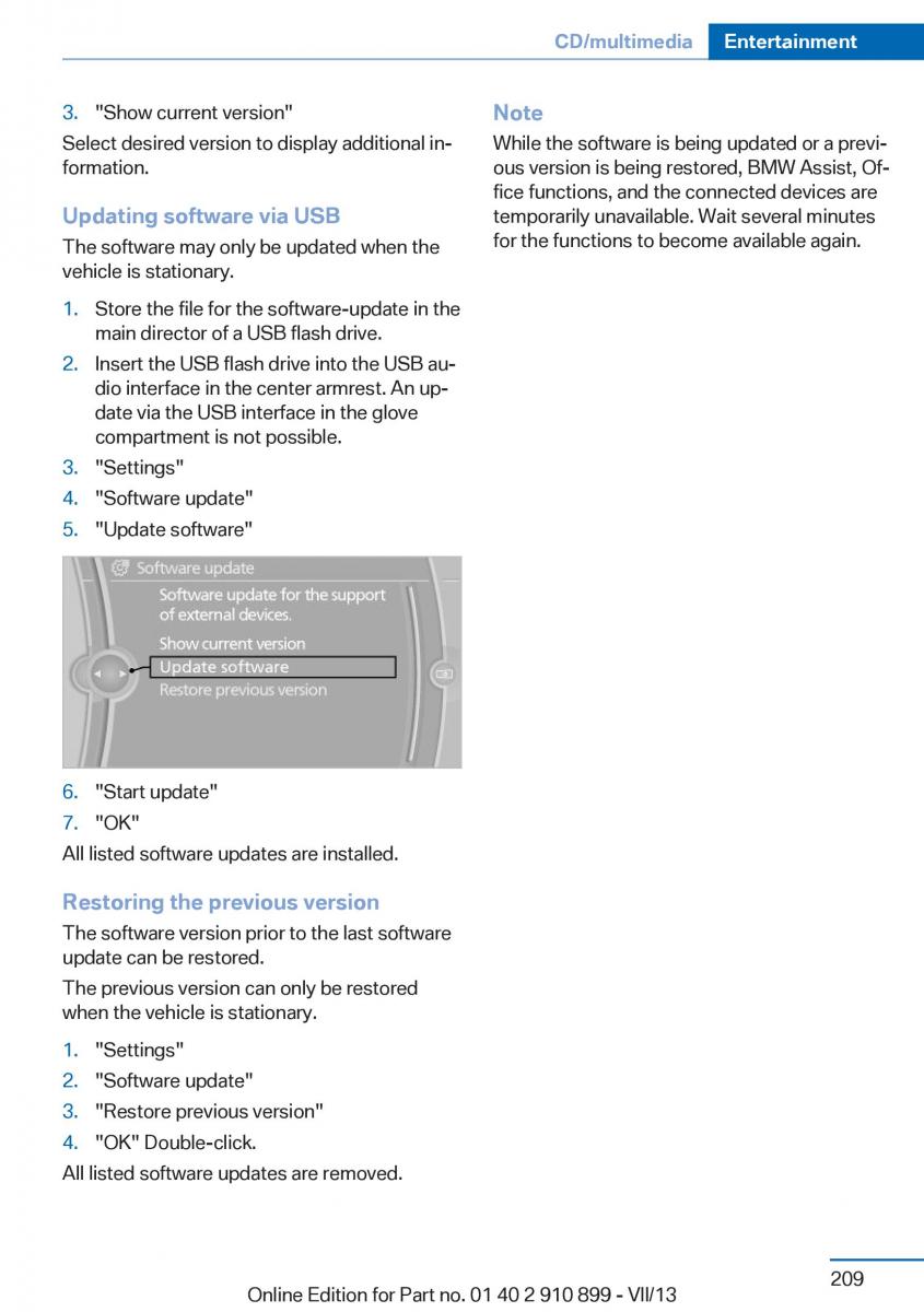 BMW X6 M Power F16 owners manual / page 209