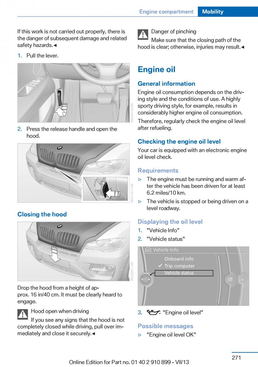 BMW X6 M Power F16 owners manual / page 271