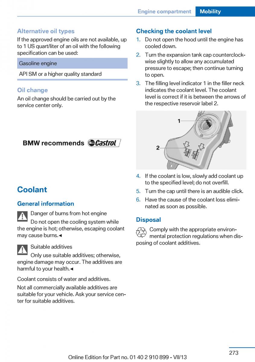 BMW X6 M Power F16 owners manual / page 273