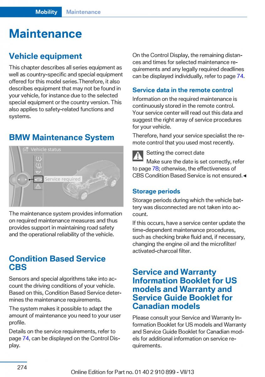 BMW X6 M Power F16 owners manual / page 274