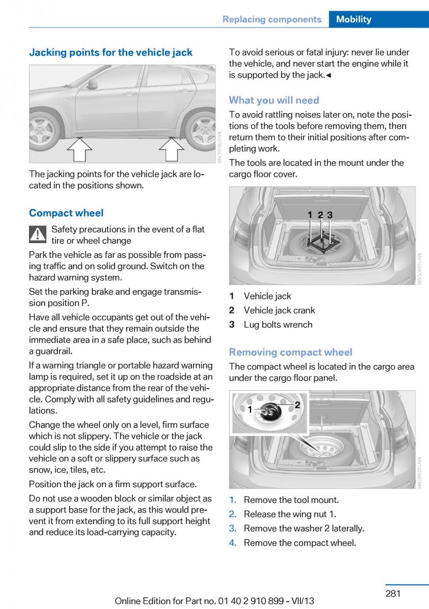 BMW X6 M Power F16 owners manual / page 281