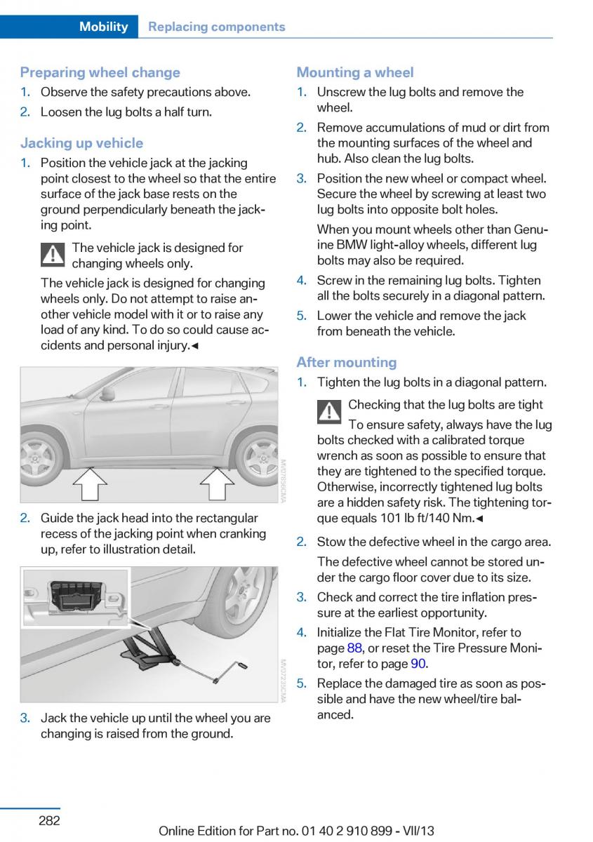 BMW X6 M Power F16 owners manual / page 282