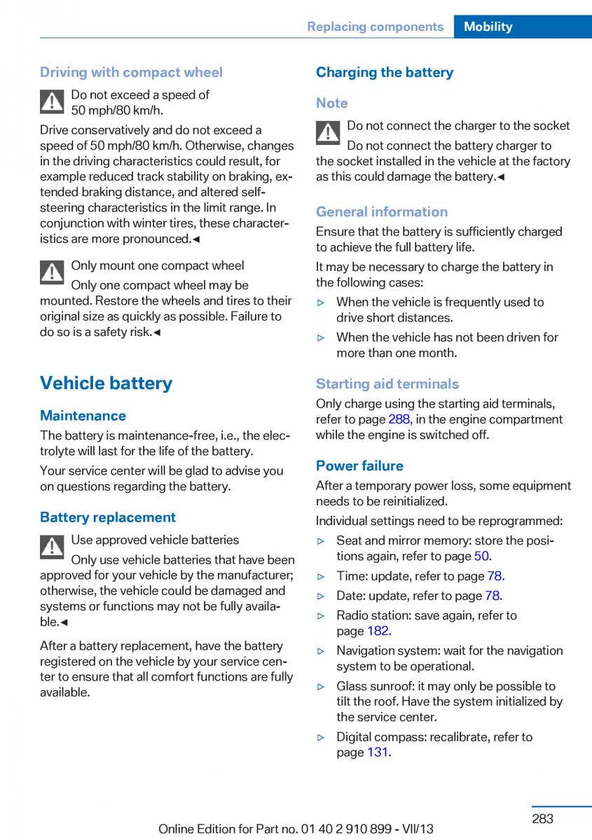 BMW X6 M Power F16 owners manual / page 283