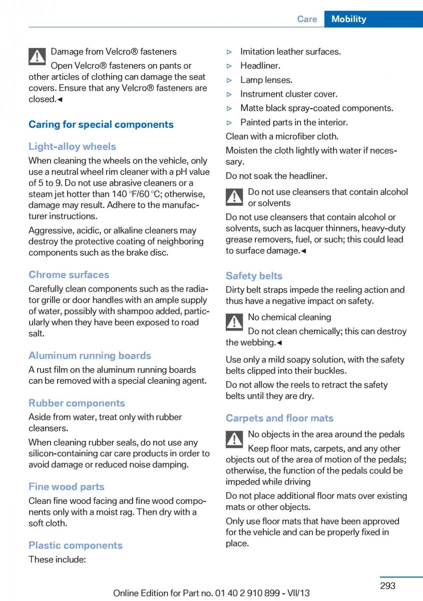 BMW X6 M Power F16 owners manual / page 293