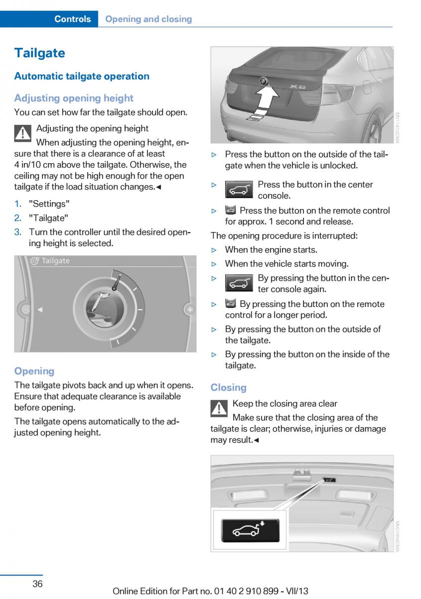 BMW X6 M Power F16 owners manual / page 36