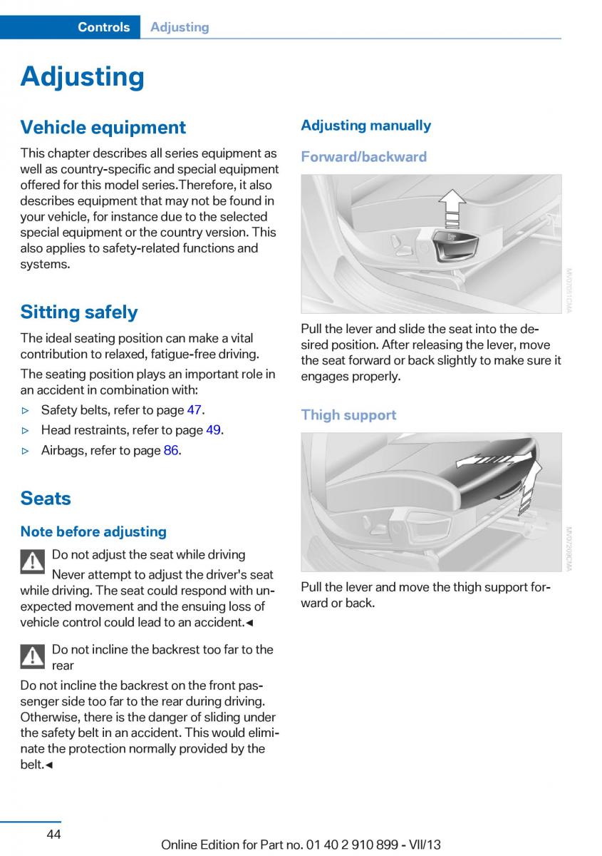 BMW X6 M Power F16 owners manual / page 44