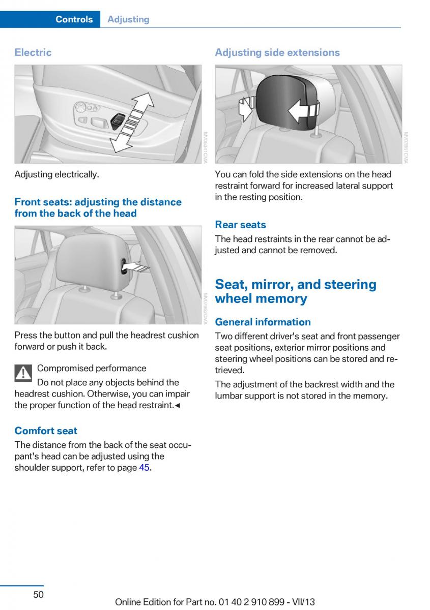 BMW X6 M Power F16 owners manual / page 50